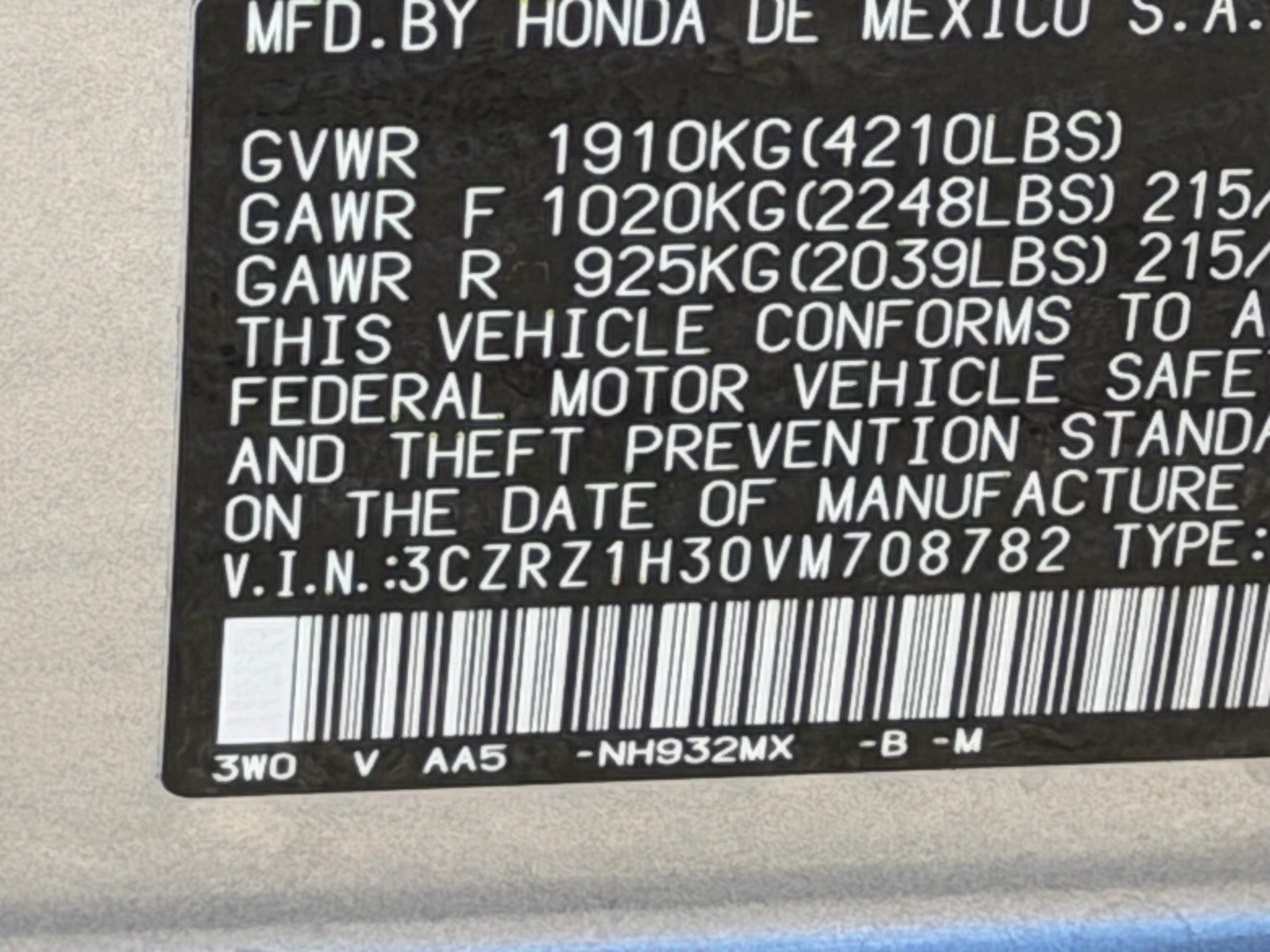 2027 Honda HR-V LX — photo 38 thumbnail